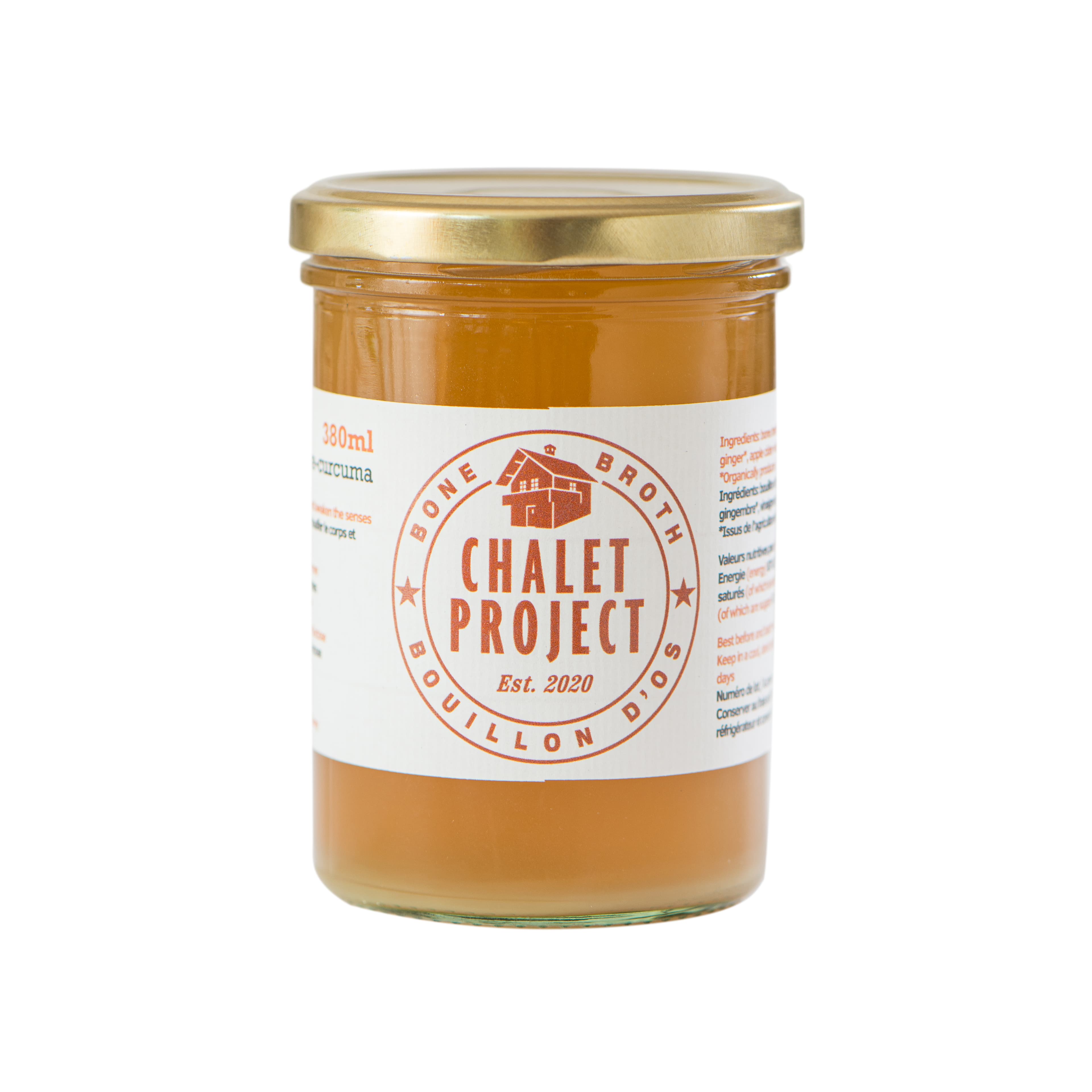 Bouillon d'os de poulet, gigembre & curcuma